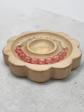Handmade Wire-wrapped Adjustable Pink Beaded Bracelet